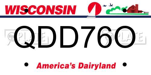 QDD76O Wisconsin License Plate