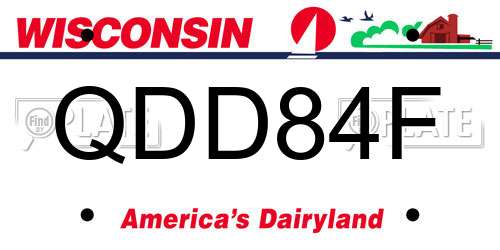 QDD84F Wisconsin License Plate