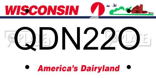 QDN22O Wisconsin License Plate