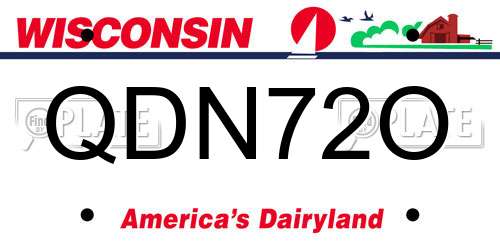 QDN72O Wisconsin License Plate