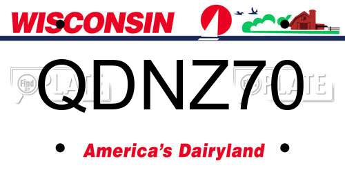 QDNZ70 Wisconsin License Plate