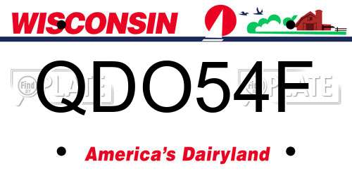 QDO54F Wisconsin License Plate