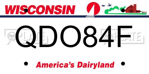 QDO84F Wisconsin License Plate