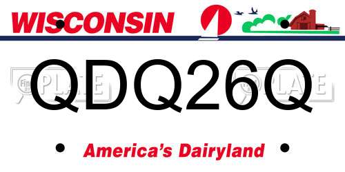 QDQ26Q Wisconsin License Plate
