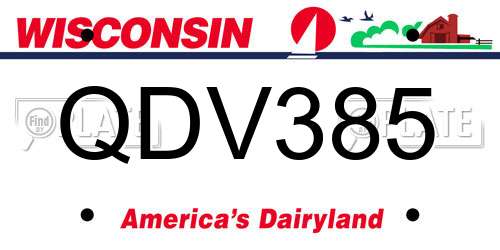 QDV385 Wisconsin License Plate