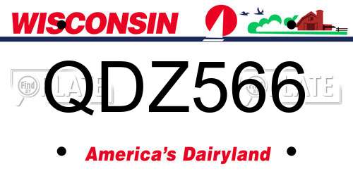 QDZ566 Wisconsin License Plate