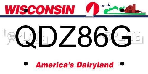 QDZ86G Wisconsin License Plate