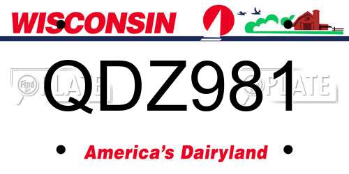 QDZ981 Wisconsin License Plate