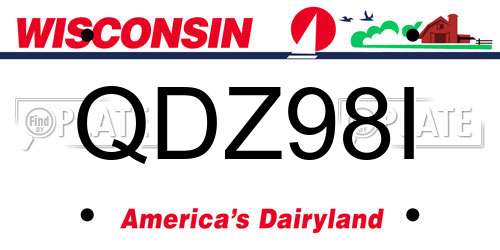 QDZ98I Wisconsin License Plate
