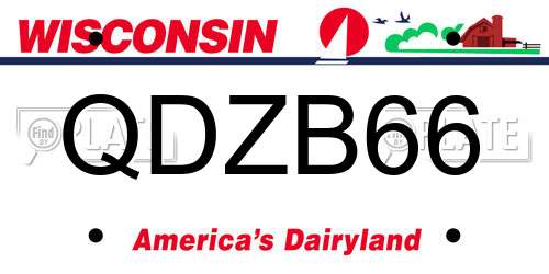 QDZB66 Wisconsin License Plate