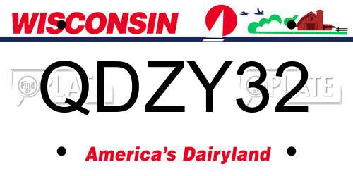 QDZY32 Wisconsin License Plate
