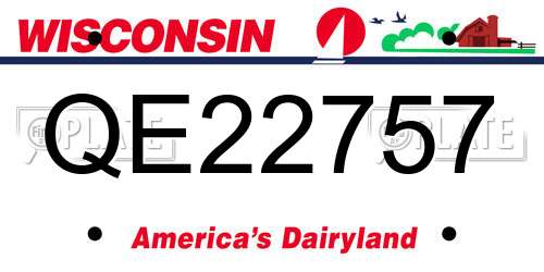 QE22757 Wisconsin License Plate