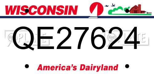 QE27624 Wisconsin License Plate