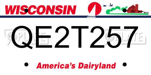 QE2T257 Wisconsin License Plate
