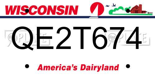 QE2T674 Wisconsin License Plate