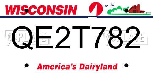 QE2T782 Wisconsin License Plate