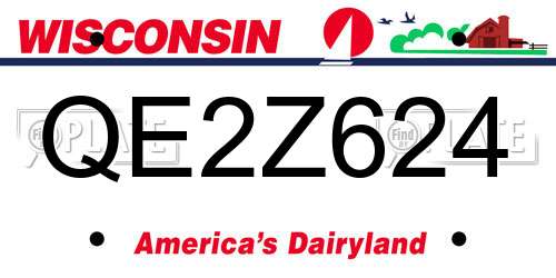 QE2Z624 Wisconsin License Plate