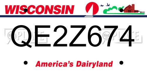 QE2Z674 Wisconsin License Plate