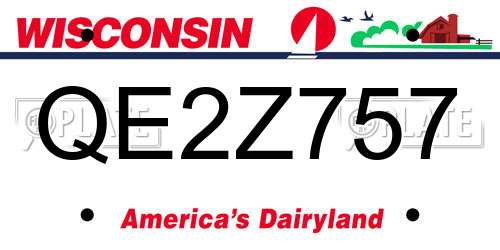 QE2Z757 Wisconsin License Plate