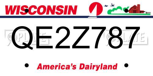 QE2Z787 Wisconsin License Plate