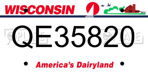 QE35820 Wisconsin License Plate