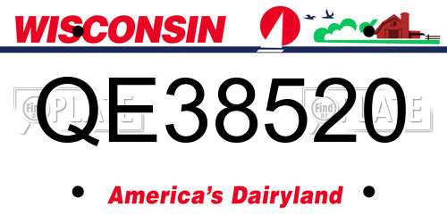 QE38520 Wisconsin License Plate