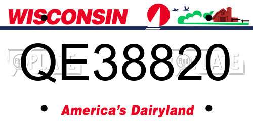 QE38820 Wisconsin License Plate