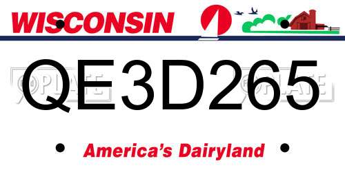 QE3D265 Wisconsin License Plate