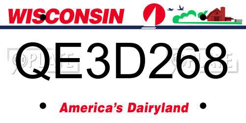 QE3D268 Wisconsin License Plate