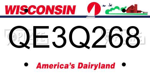 QE3Q268 Wisconsin License Plate