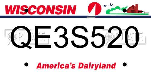 QE3S520 Wisconsin License Plate
