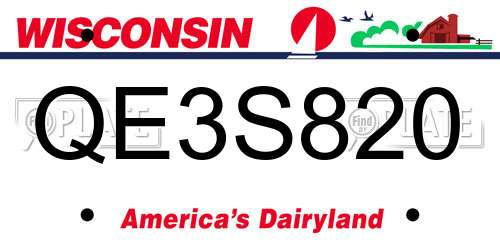 QE3S820 Wisconsin License Plate