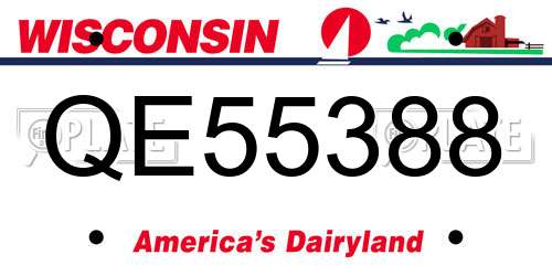 QE55388 Wisconsin License Plate