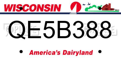 QE5B388 Wisconsin License Plate