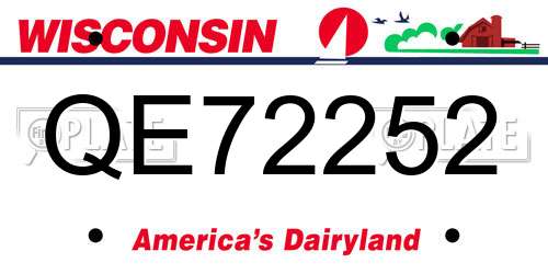 QE72252 Wisconsin License Plate