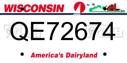 QE72674 Wisconsin License Plate