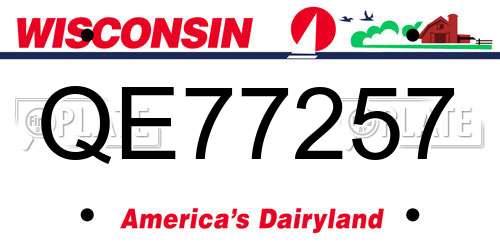 QE77257 Wisconsin License Plate