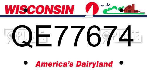QE77674 Wisconsin License Plate