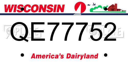 QE77752 Wisconsin License Plate