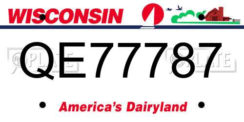 QE77787 Wisconsin License Plate