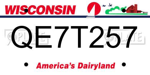 QE7T257 Wisconsin License Plate