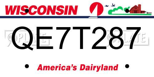 QE7T287 Wisconsin License Plate