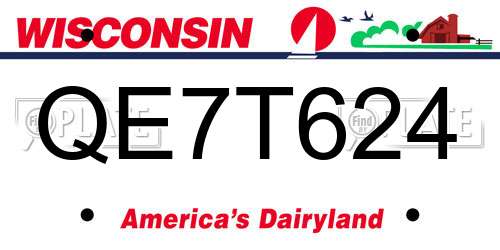 QE7T624 Wisconsin License Plate