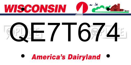 QE7T674 Wisconsin License Plate