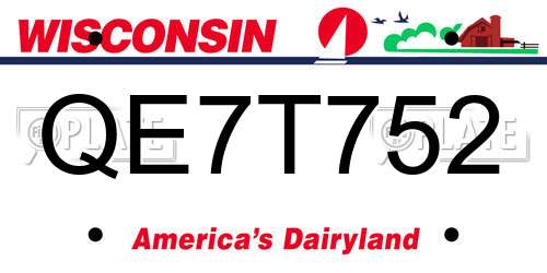 QE7T752 Wisconsin License Plate