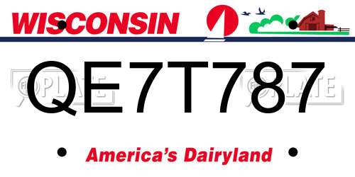 QE7T787 Wisconsin License Plate