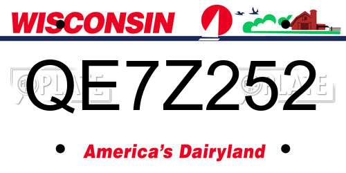 QE7Z252 Wisconsin License Plate
