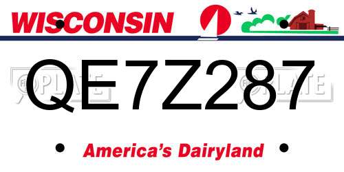 QE7Z287 Wisconsin License Plate