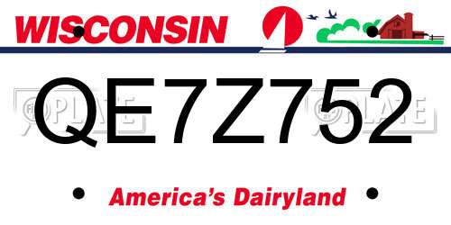QE7Z752 Wisconsin License Plate