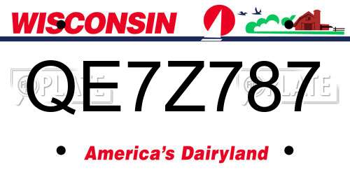 QE7Z787 Wisconsin License Plate